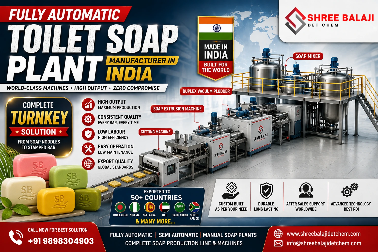 Fully automatic toilet soap plant manufacturer in India
